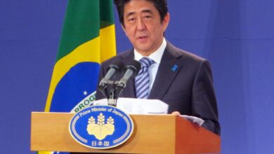 「地域で頑張っている中堅・中小企業の活躍の舞台を世界へ」と語る安倍首相