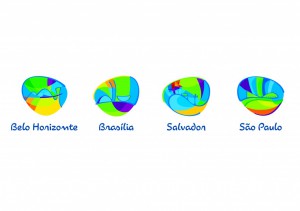 発表されたサッカー会場となる４市用のマーク（Rio 2016）