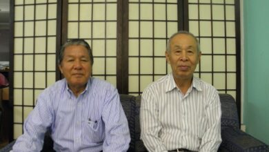 来社した尾西会長と喜多山さん