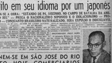 「ブラジルを侮辱する本」と報じた1948年５月15日付フォーリャ・ダ・ノイテ紙。なぜか写真は岸本次男