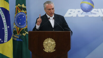 「ぜったいに辞任しない！」と声明を出したテメル大統領（Foto: Jose Cruz/Agencia Brasil）