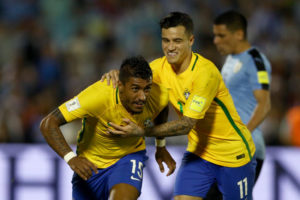 ３月２３日、Ｗ杯南米予選ウルグアイ戦でのパウリーニョ（Lucas Figueiredo/CBF）