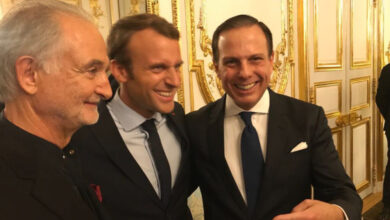 １日、フランスのマクロン大統領と面会するドリア・サンパウロ市長（@jdoriajr）