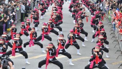 琉球國祭太鼓、レキオス芸能同好会の太鼓演奏は壮観（撮影・望月二郎）