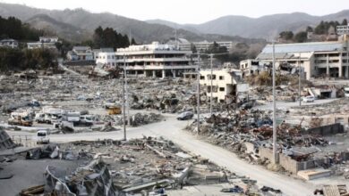 東北大震災で津波が直撃した直後の様子